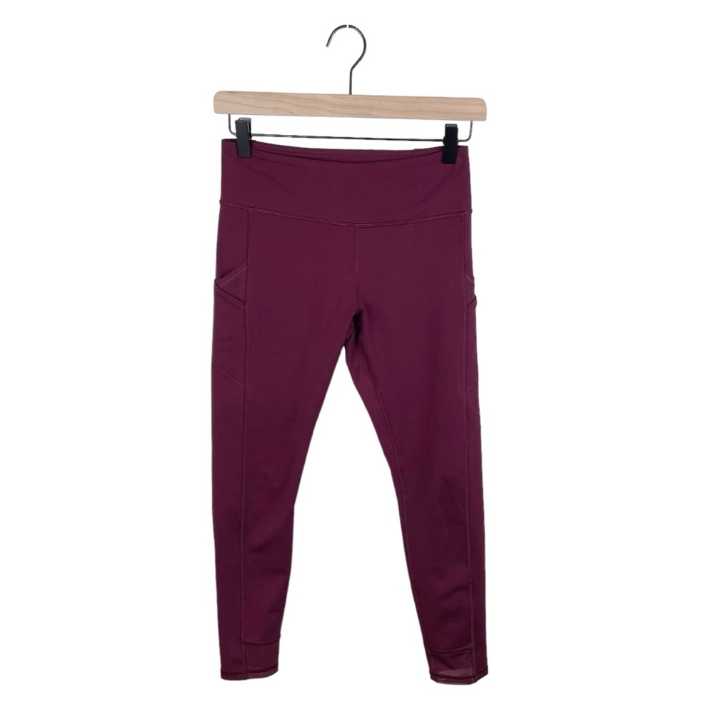 Ivivva by Lululemon Burgundy Maroon Leggings Mesh Side Panels Girls Size 14